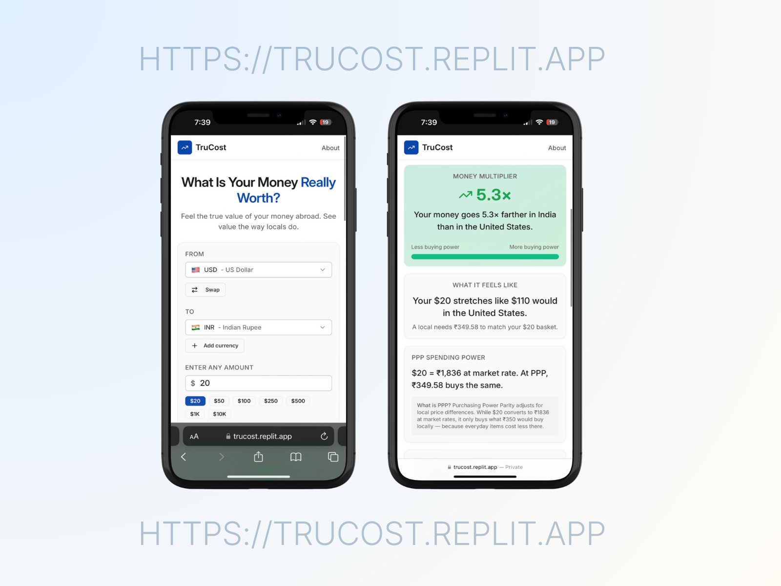 TruCost interface